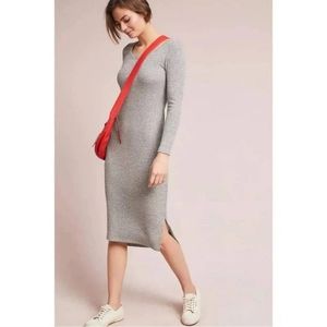 Anthropologie Pure + Good Grey Long Sleeve  Dress Large